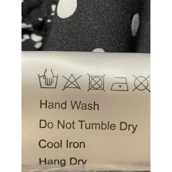 CAARA Millazo Black Polka Dot Asymmetrical Shift Crew Neck Dress Size Large - Picture 16 of 16